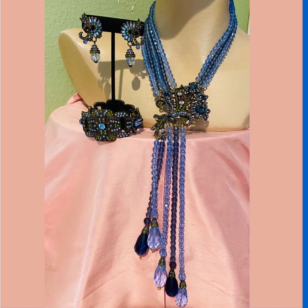 Rare HEIDI DAUS 3pc Exquisite Swarovski Crystals Necklace Bracelet Earring Set